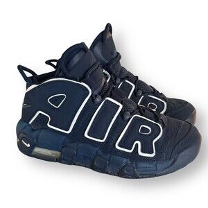 Nike Air More Uptempo Sneakers Obsidian White Blue AIR Size 6 Youth